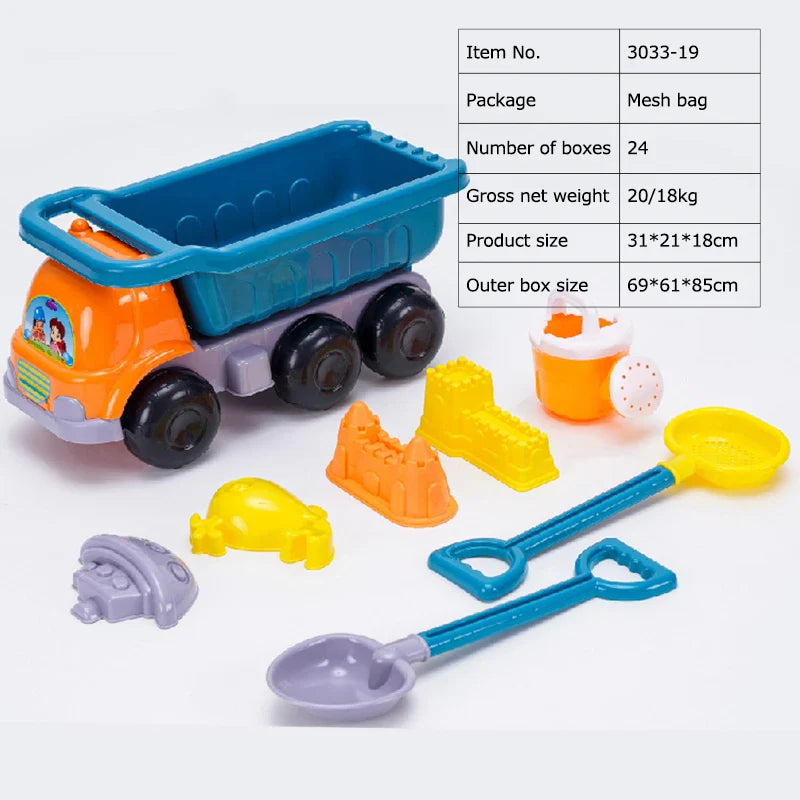 KTX-283603 Kids Beach Toy Set - 5-Piece Portable Sand Moulds with Bucket and Shovel for Outdoor Play