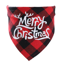 HKM-283603 Plaid Christmas Pet Saliva Towel - Cotton Triangle Scarf for Dogs, M & L Sizes Available
