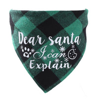 HKM-283603 Plaid Christmas Pet Saliva Towel - Cotton Triangle Scarf for Dogs, M & L Sizes Available