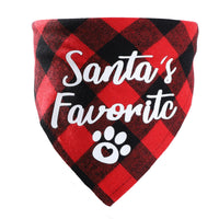 HKM-283603 Plaid Christmas Pet Saliva Towel - Cotton Triangle Scarf for Dogs, M & L Sizes Available