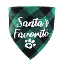 HKM-283603 Plaid Christmas Pet Saliva Towel - Cotton Triangle Scarf for Dogs, M & L Sizes Available