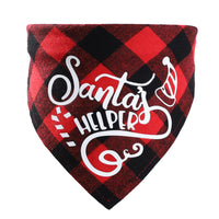 HKM-283603 Plaid Christmas Pet Saliva Towel - Cotton Triangle Scarf for Dogs, M & L Sizes Available