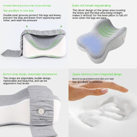 HKM-283667 Memory Foam Knee Pillow for Leg Support and Comfort - 35x25x13.5cm, Gray