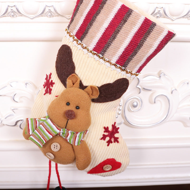 HKM-283795 Flannel Christmas Stockings Gift Bag - Small Hanging Decorations for Holiday Cheer