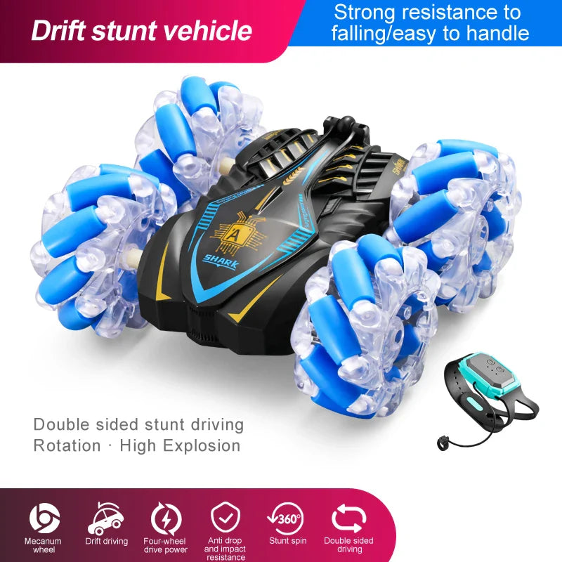 HKM-283923 Glow Wheel Gesture Sensing Stunt RC Drift Car - 2.4GHz Double-Sided Remote Control Toy for Indoor and Outdoor Fun