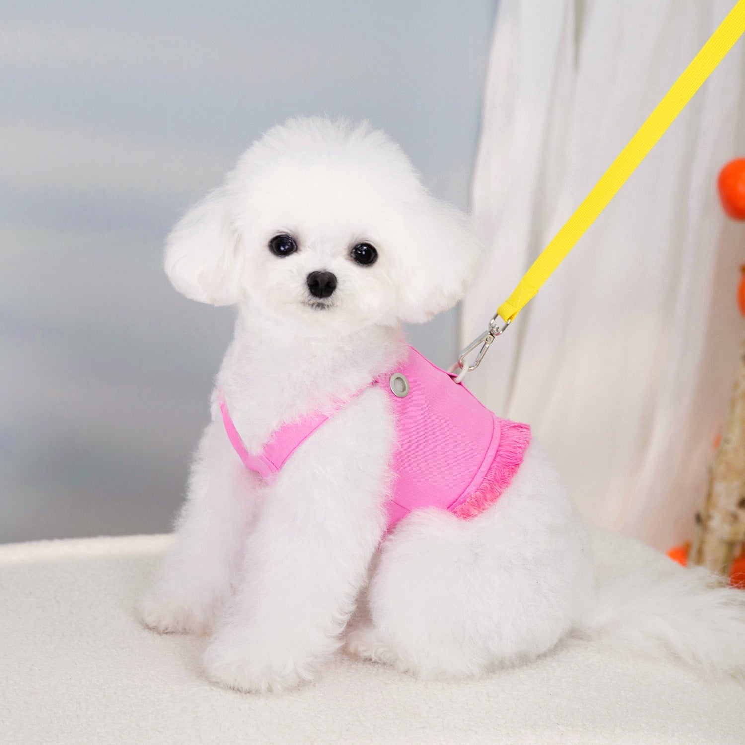 HKM-283923 Personalized Casual Cotton Chest Back Harness for Pets in Rose Red, Yellow, Light Green (Sizes S-XXL)