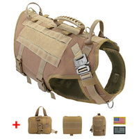 HKM-284307 Large Dog Tactical Harness with Leash and Backpack for Training Activities