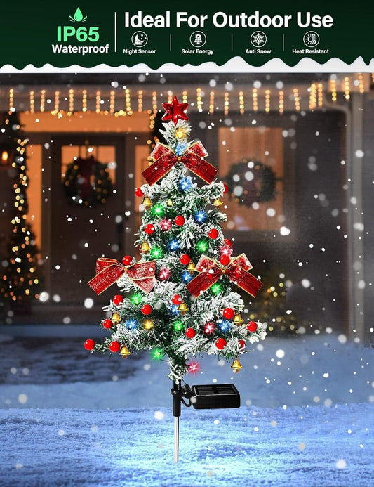 HKM-284307 Solar-Powered Stainless Steel Christmas Cedar Tree Lights for Lawn and Outdoor Decoration