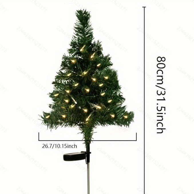 HKM-284307 Solar-Powered Stainless Steel Christmas Cedar Tree Lights for Lawn and Outdoor Decoration