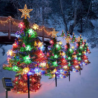 HKM-284307 Solar-Powered Stainless Steel Christmas Cedar Tree Lights for Lawn and Outdoor Decoration