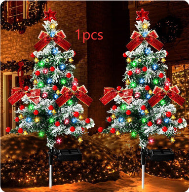 HKM-284307 Solar-Powered Stainless Steel Christmas Cedar Tree Lights for Lawn and Outdoor Decoration