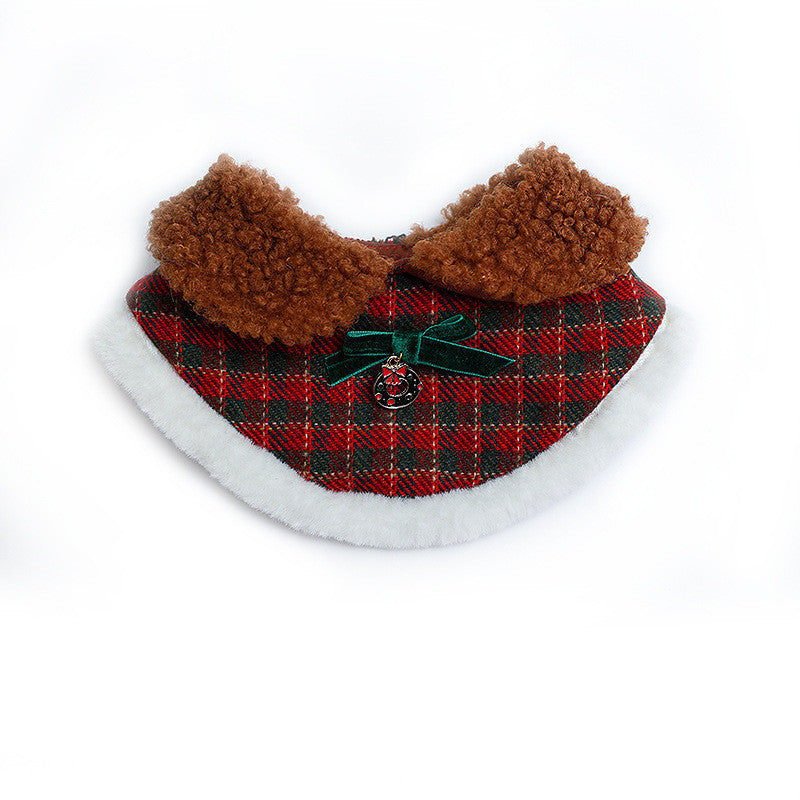 HKM-284371 Christmas Cat Hat and Bib Outfit for Festive Dress-Up, Cotton Material, Size S/M/L Available