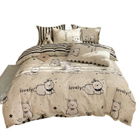HKM-284499 Cartoon Dog Cotton Bedding Set - Four-Piece Quilt Cover and Sheet for Dormitory Beds
