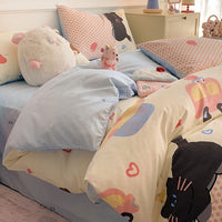 HKM-284499 Cartoon Dog Cotton Bedding Set - Four-Piece Quilt Cover and Sheet for Dormitory Beds
