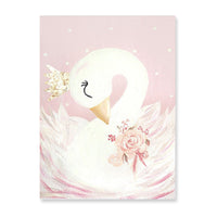 HKM-284499 Frameless Pink Swan Canvas Art for Children's Room Decoration