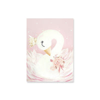 HKM-284499 Frameless Pink Swan Canvas Art for Children's Room Decoration