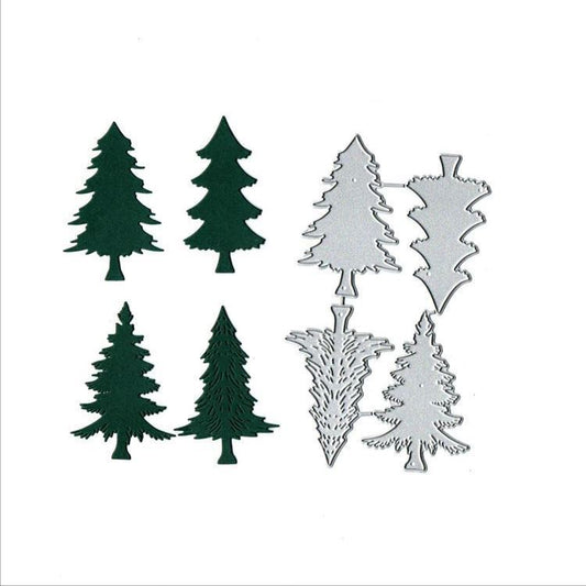 HKM-284627 Handmade Christmas Tree Greeting Card Cutting Mold - Carbon Steel, Silver, 11.9x7.1cm