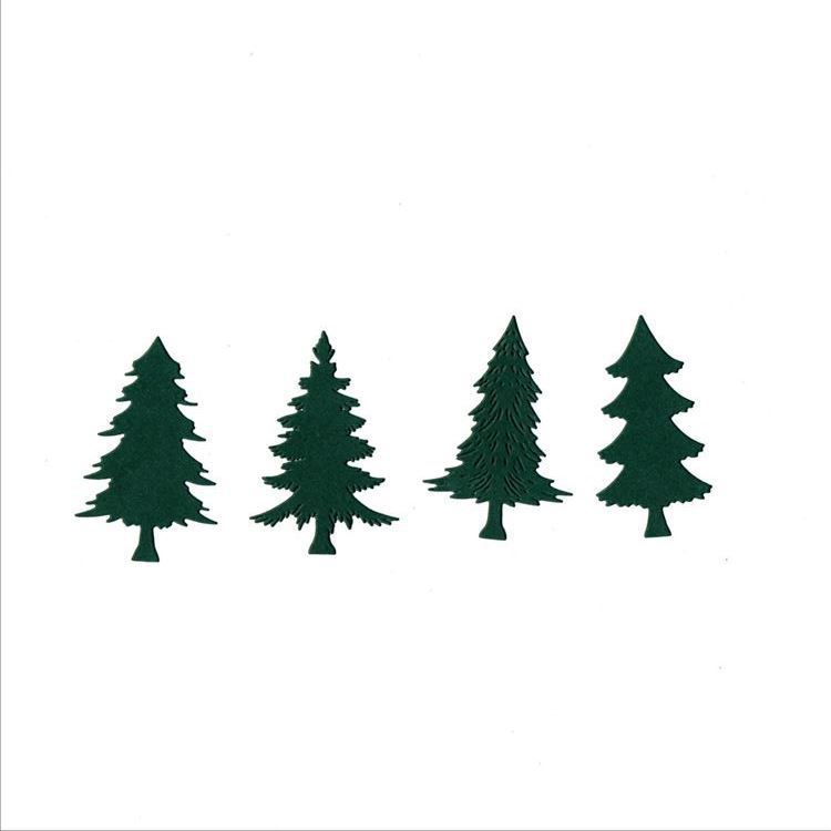 HKM-284627 Handmade Christmas Tree Greeting Card Cutting Mold - Carbon Steel, Silver, 11.9x7.1cm