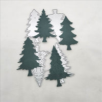 HKM-284627 Handmade Christmas Tree Greeting Card Cutting Mold - Carbon Steel, Silver, 11.9x7.1cm