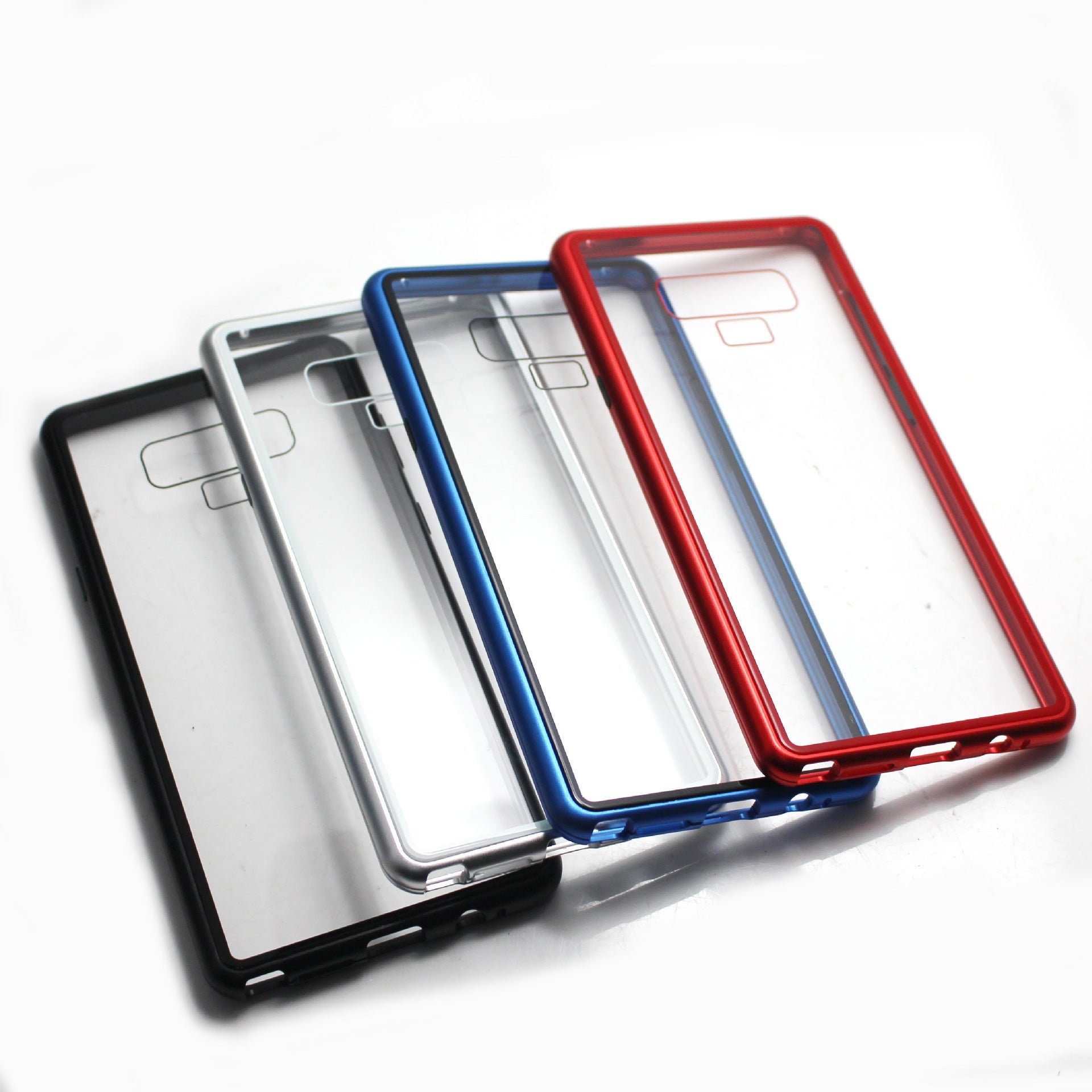 HKM-284755 Clamshell Metal Frame Magnetic Tempered Glass Case for Samsung Note9