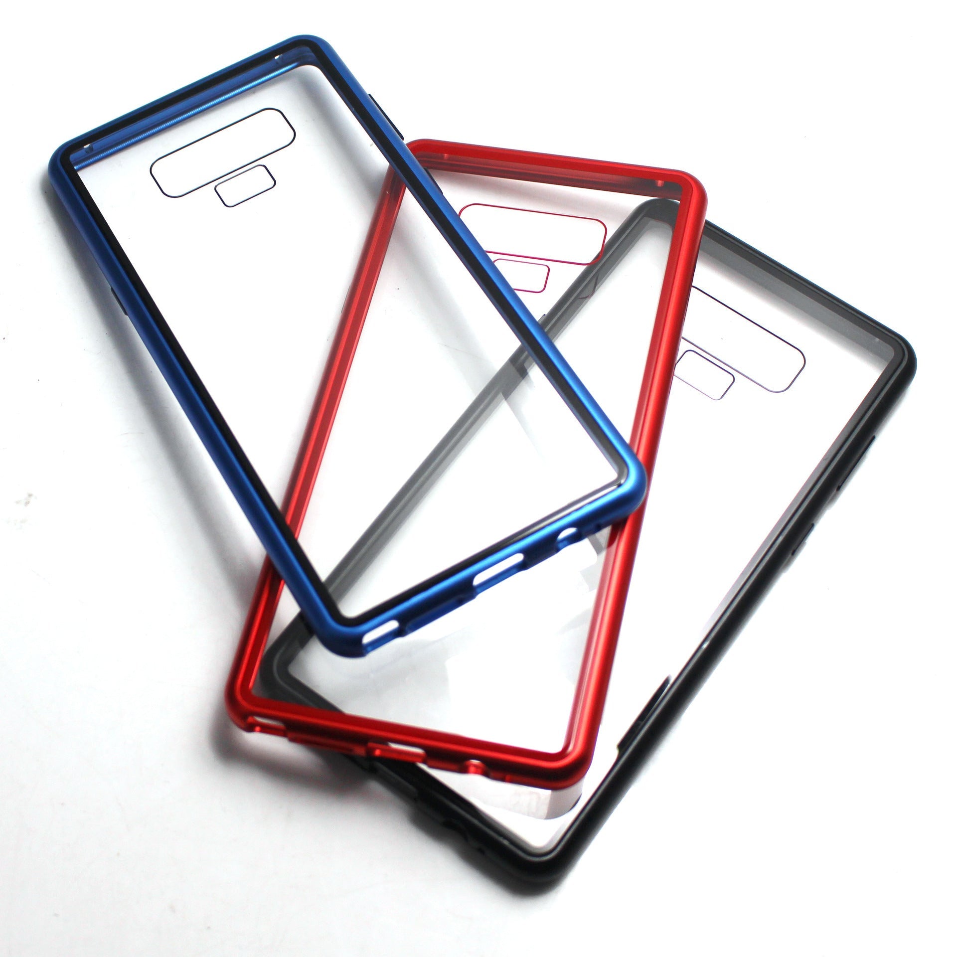 HKM-284755 Clamshell Metal Frame Magnetic Tempered Glass Case for Samsung Note9