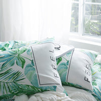 HKM-284819 Four-Piece Cotton Plant and Flower Quilt Cover Set