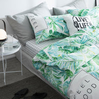HKM-284819 Four-Piece Cotton Plant and Flower Quilt Cover Set