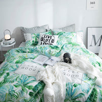 HKM-284819 Four-Piece Cotton Plant and Flower Quilt Cover Set