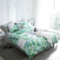 HKM-284819 Four-Piece Cotton Plant and Flower Quilt Cover Set