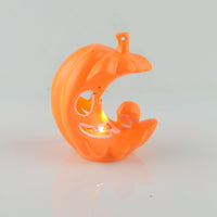 HKM-284947 Luminous Moon Pumpkin Lamp - Decorative Plastic Light in Orange and Black, 8.5cm Size