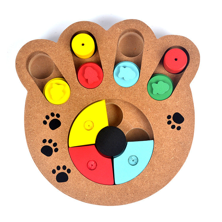 HKM-284947 Multi-Functional Wooden Dog Puzzle Toy with Bone and Paw Print Designs