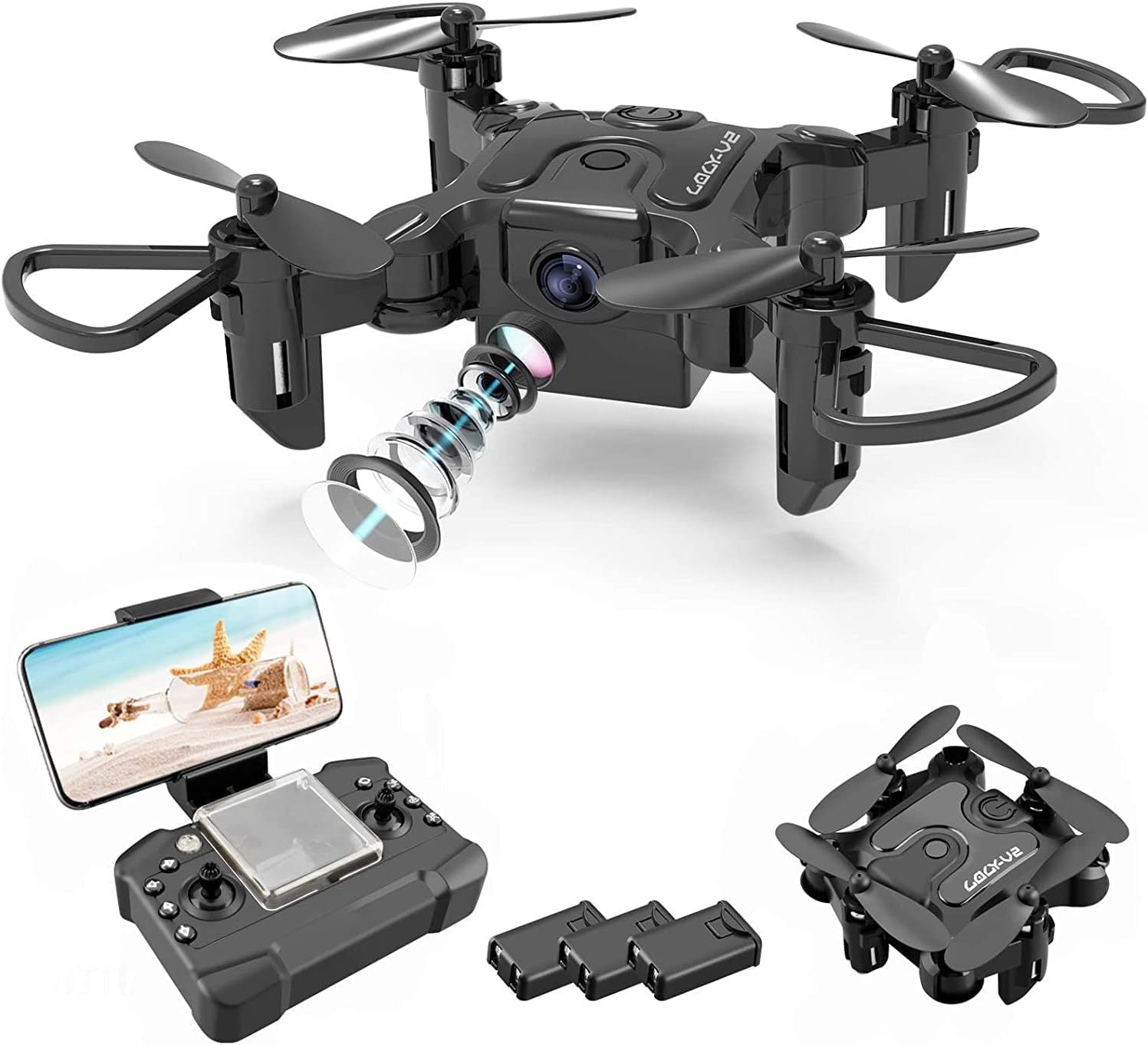 HKM-285011 4DRC V2 Mini Drone with 720P HD Camera, WiFi FPV, Foldable Design, Ideal for Beginners and Kids