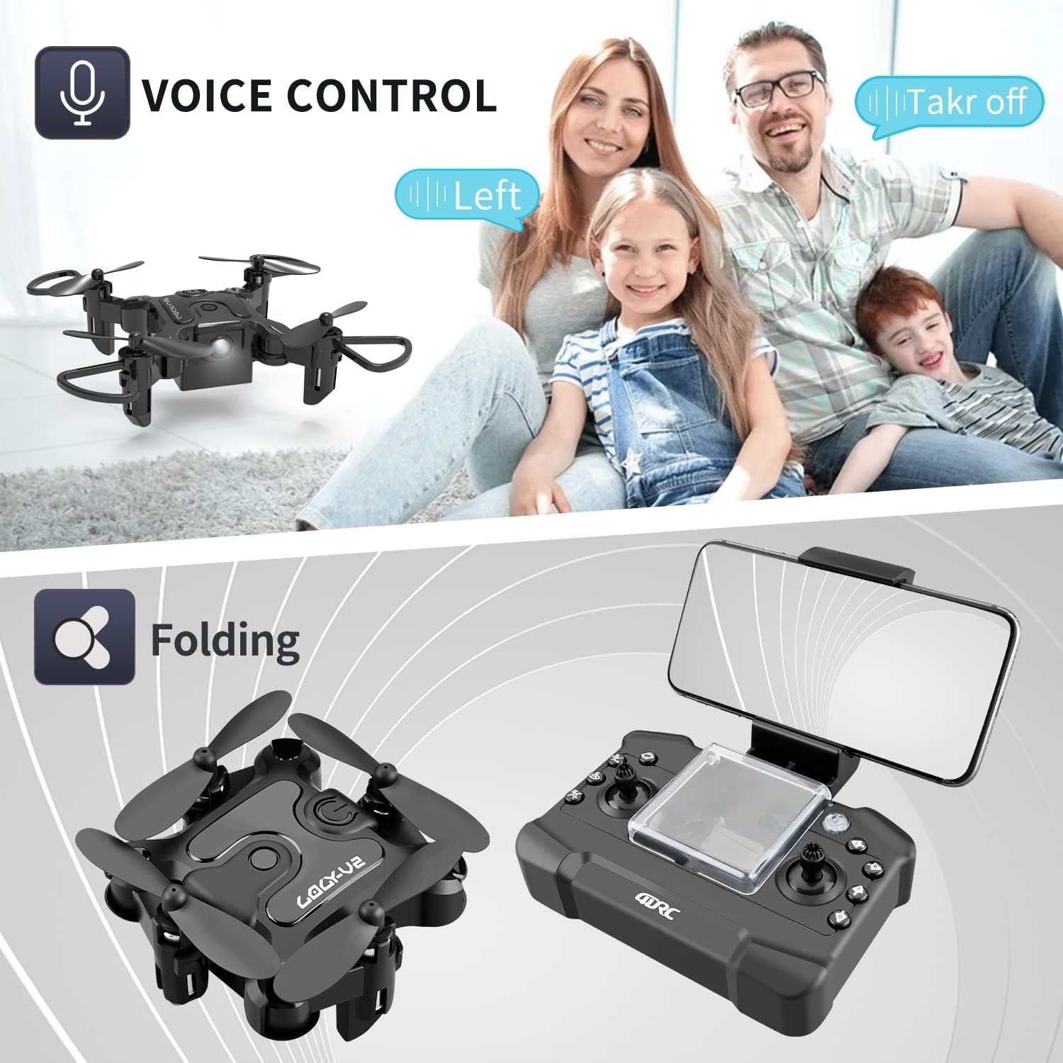 HKM-285011 4DRC V2 Mini Drone with 720P HD Camera, WiFi FPV, Foldable Design, Ideal for Beginners and Kids