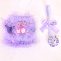 HKM-285011 Cute Lace Chest Back Dog Leash in Breathable Mesh – Pink & Purple, Multiple Sizes Available