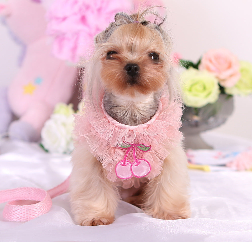 HKM-285011 Cute Lace Chest Back Dog Leash in Breathable Mesh – Pink & Purple, Multiple Sizes Available