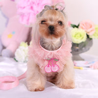 HKM-285011 Cute Lace Chest Back Dog Leash in Breathable Mesh – Pink & Purple, Multiple Sizes Available
