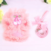HKM-285011 Cute Lace Chest Back Dog Leash in Breathable Mesh – Pink & Purple, Multiple Sizes Available