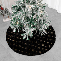 HKM-285267 Black Embroidered Velvet Christmas Tree Skirt with Sequin Detailing