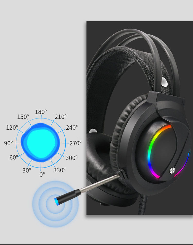 HKM-285331 7.1 RGB Surround Sound Gaming Headset with USB Connection and Microphone