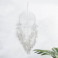 HKM-285587 Modern White Feather Strap Dream Catcher for Wedding Ceremony Decoration