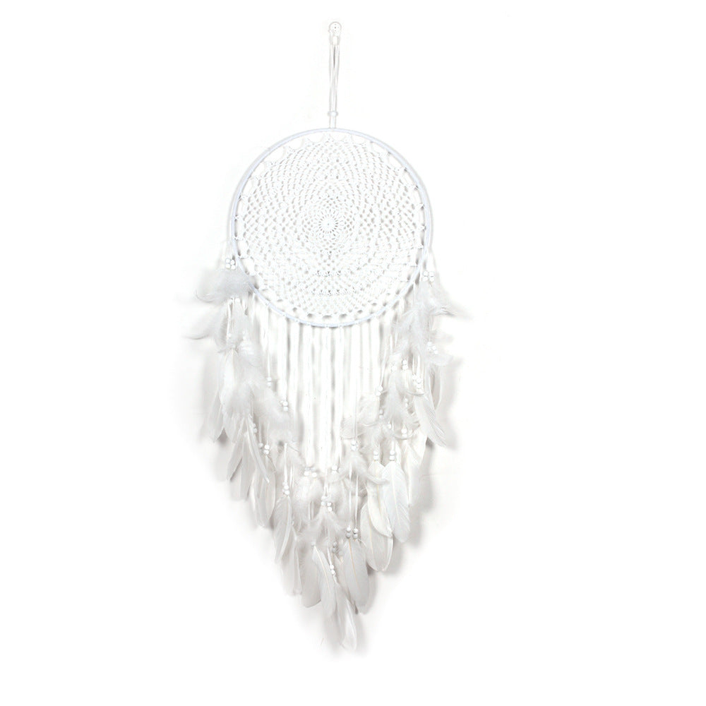HKM-285587 Modern White Feather Strap Dream Catcher for Wedding Ceremony Decoration