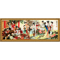 HKM-285651 Ming and Qing Style Large Cross-Stitch Kit with Ecological Cotton and Extra Bright Silk Threads for Living Room Decor
