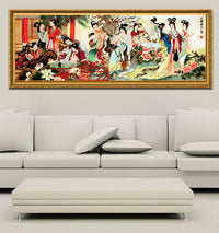 HKM-285651 Ming and Qing Style Large Cross-Stitch Kit with Ecological Cotton and Extra Bright Silk Threads for Living Room Decor