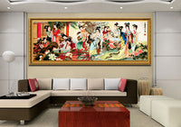 HKM-285651 Ming and Qing Style Large Cross-Stitch Kit with Ecological Cotton and Extra Bright Silk Threads for Living Room Decor