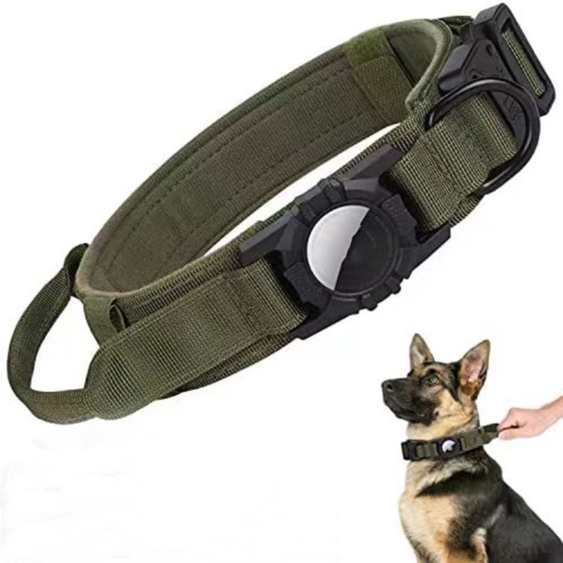 HKM-285651 Reflective Dog Collar with AirTag Positioner - Available in Pink, Black, Military Green, and Camel