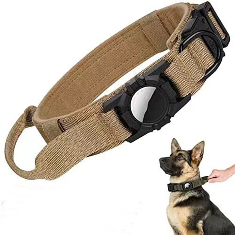HKM-285651 Reflective Dog Collar with AirTag Positioner - Available in Pink, Black, Military Green, and Camel