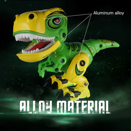 HKM-285907 Diecast Electric Tyrannosaurus Rex Robot Toy with Sound and Light – Small Walking Dinosaur Model