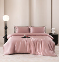 HKM-285971 Silk Four-Piece Bedding Set with Duvet Cover and Pillowcases in Multiple Sizes