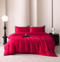HKM-285971 Silk Four-Piece Bedding Set with Duvet Cover and Pillowcases in Multiple Sizes