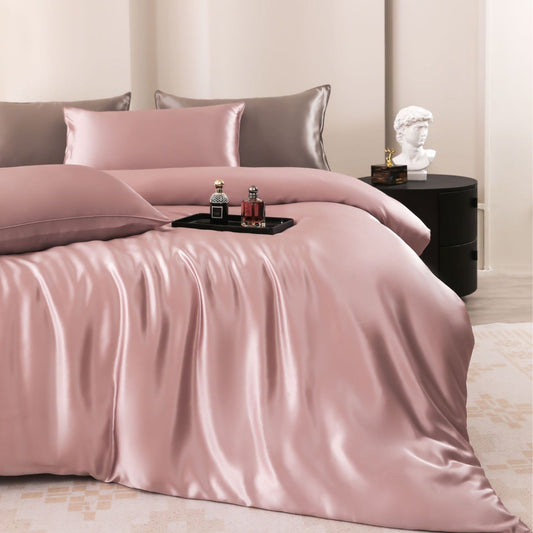 HKM-285971 Silk Four-Piece Bedding Set with Duvet Cover and Pillowcases in Multiple Sizes